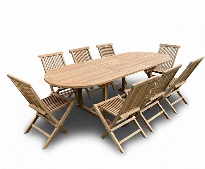 table ovale en teck avec 8 chaises