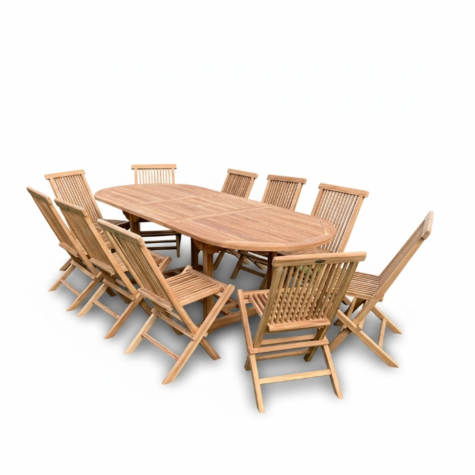 table ovale en teck avec 10 chaises