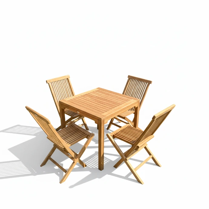 table carrée en teck avec 4 chaises