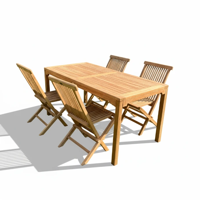 table rectangulaire en teck avec 4 chaises