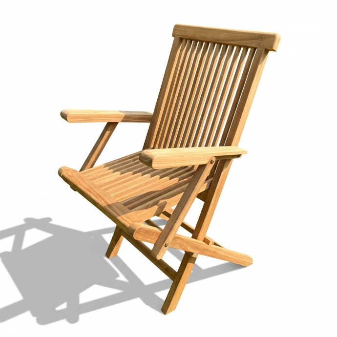chaise pliante teck avec accoudoirs